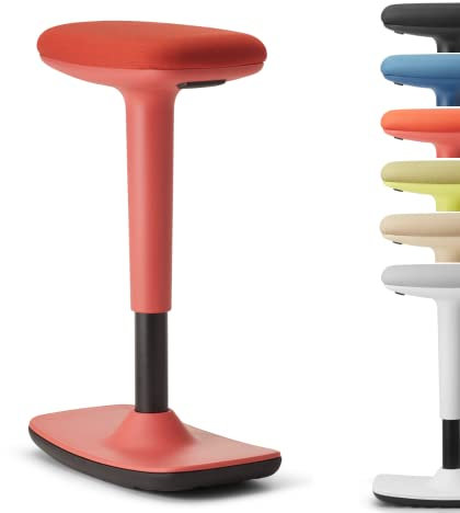 TREND OFFICE to-Swift, Stehsitz, Stehhilfe, Bürohocker, Sitzhocker mit Wippfunktion, rutschfest, ergonomisch und höhenverstellbar (50-75 cm) für gesundes und aktives Sitzen, by Dauphin (Korallenrot)