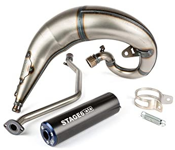 Impianto di scarico Stage6 Streetrace montaggio alto CNC, nero/blu per Rieju MRI