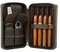 Hiram Cave à cigares en cuir véritable, étui de voyage portable pour 4 cigares avec coupe-cigares et poche de rangement pour briquet, sac multifonction pour accessoires avec dragonne pour homme