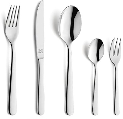 Beckmann Besteckset 60-tlg, Edelstahl, spülmaschinengeeignet | Besteckset für 12 Personen, Klingenstahl 13/0, rostfrei, Wellenschliff, mit Menümesser, Gabeln und Löffel