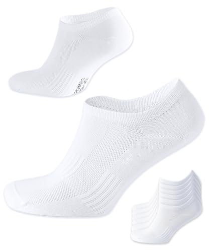 SONNORS 6-Pairs White Ankle Socks Women & Men - Sports Tennis Bamboo Trainer Socks Womens 6-9
