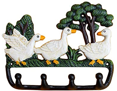 TentHome Vintage Cast Iron Wall Hook Rack Decorative Key Coat Towel Holder Hanger (Duck)