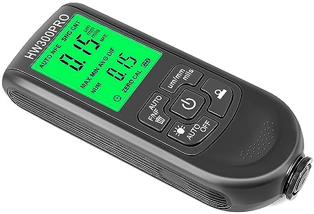 LeTkingok HW-300PRO Set di Spessimetri Automatici per Pellicole per Vernici per Auto, 0-2000UM Strumenti per La Verniciatura Manuale del Tester di Spessore del Rivestimento (Nero)