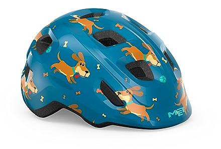 MET Hooray Kids Cycling Helmet, Glossy Blue Teckel, Size 52-55cm