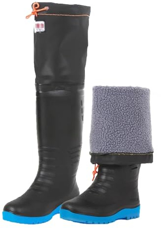 BcoMfy 60cm/23.6in High Knee High Fishing Waders, Warm Winter Hunting Wading Boots, Planting/Transplanting (Color : Black60cm, Size : 7)