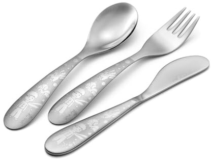 Eme CA3BI/LPP Set Posate Bambino, Confezione 3 Pezzi, BIRILLO IL PICCOLO PRINCIPE, Coltello Tavola 150 mm, Forchetta Tavola 145 mm, Cucchiaio Tavola 145 mm,