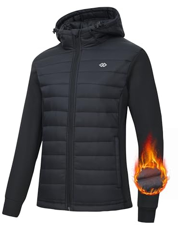 MoFiz Chaqueta Senderismo Aislante Mujer Chaqueta Híbrida Cálida para Correr Chaqueta Deportiva para Exteriores Black EU S