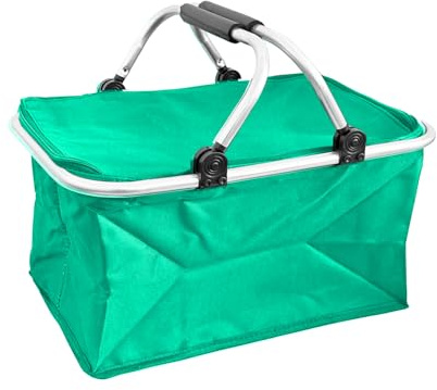 Shopper Einkaufskorb faltbar mit Aluminiumgestänge Extrafach mit Reißverschluss klappbar, Farben:Türkis