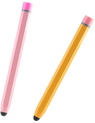 Kinder Tablet Eingabestift, Tablet Stift, Handy Stift, Gummi Touchscreen Stift mit Ersatzspitzen Handschrift Malstift, Kugelschreiber mit Touchpen, für Handys Tablets Kinder Smartwatch (2 Stöcke)