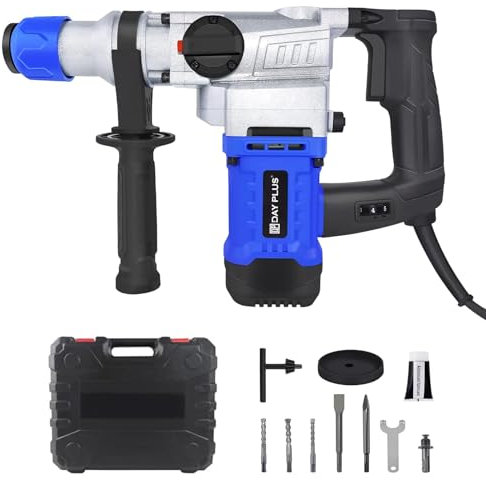 Professional Rotary Hammer Power Drill Corded SDS-Plus 1800W Electric Hammer Drill Heavy Duty Drills Impact Drills Include Bits, Point, Flat Chisel, Wrench