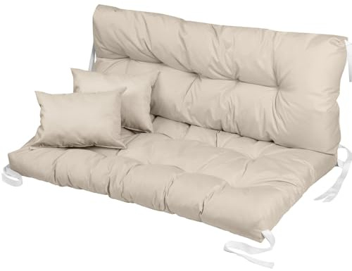 Ferocity Cojín de Banco para Silla de jardín, Impermeable, 120x80x50 cm, para Muebles de palé, Exteriores, Tumbona, cojín de Banco con Respaldo para Muebles de jardín, Beige [133]