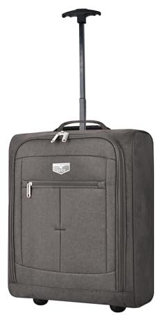 LUGG Lightweight Cabin Size Luggage - Durable 600D Snowflake Polyester - Push Up Trolley, Strong Wheels - Easyjet, Ryanair, British Airways - Overhead Locker (45x36x20cm)