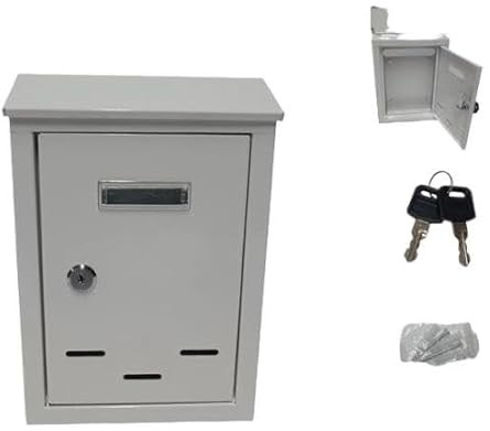 Cassetta postale delle lettere per posta rettangolare in metallo verniciato per esterno con serratura e chiave (Bianco)