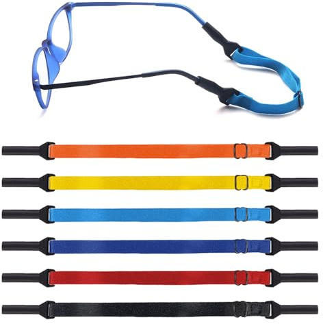 TRKETK 6 Stück Verstellbarer Brillen Halteriemen, No Tail Anti Rutsch Brillenriemen Brillenband Bunte Elastische Brillenbänder Sportbrillenband Brillen Halteseil für Männer Frauen Kinder