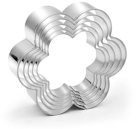 Set of 5 Flower Cookie Cutter for Kids, Small Daisy Cookie Cutters, Vegetable Flower Petal Shapes Stamp Cutter, Food Fondant Biscuit Polymer Clay Cutters Cake Decoration Mold Baking Tool