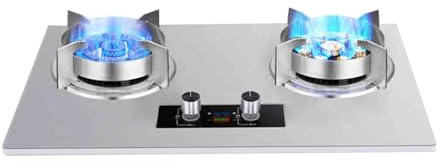 Cuisinière À Gaz 2 Brûleurs,support À Casseroles En Cuivre Moulé En Acier Inoxydable De5,2kW,cuisinière À Gaz De Table/intégrée,convertible GN/GPL,avec Protection Contre Extinction Et Synchronisation(