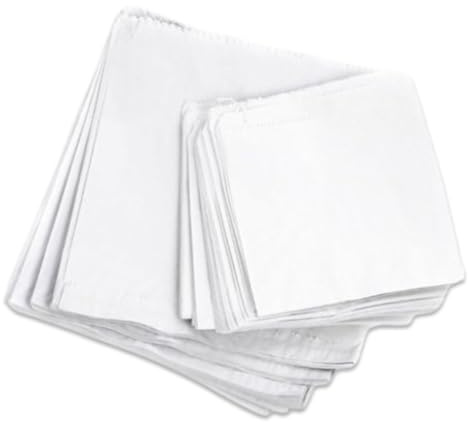 ezkart Pack of 200 - Versatile White Sulphite Paper Bags Assorted Sizes for Groceries, Vegetables Bread, & Fruits- Ideal as Sandwich, Paper Food, Cake, Pick and mix Sweet Bags (200, 10x10 Inch)