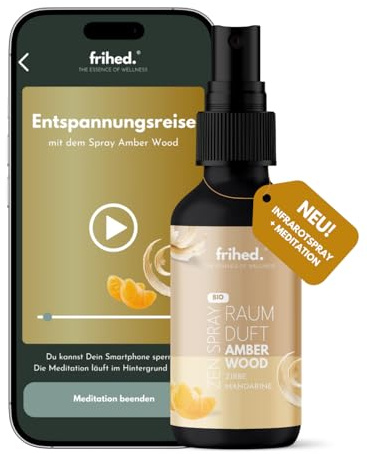 frihed.® Raumspray Zirbe & Mandarine - Zirbenöl Duftspray für Zuhause - natürlich, erdend & erfrischend - Zirbenholz & Tannenduft für Wohnraum und Schlafzimmer - 100 ml