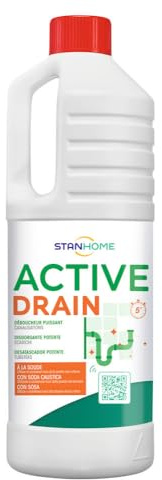 STANHOME | Disgorgante Scarichi Bagno ACTIVE DRAIN, Adatto a Tutti gli Scarichi, Senza Profumo, con Soda Caustica, 1000 ml