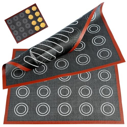 Macaron Silicon Backmatten, 12x16in Nicht-Stick-Hitze-resistenter atmungsaktives Mehrzweck-Backblech mit doppeltem Seite 2pcs für Makkaron-Muffin-Keks