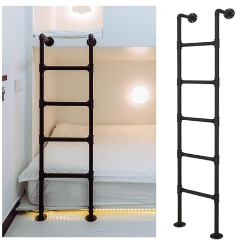 Escalera de metal ajustable para montar en la pared para el ático, para emergencias, para ventanas de sótano, perfecta para dormitorios y espacios pequeños, diseño de ahorro de espacio.