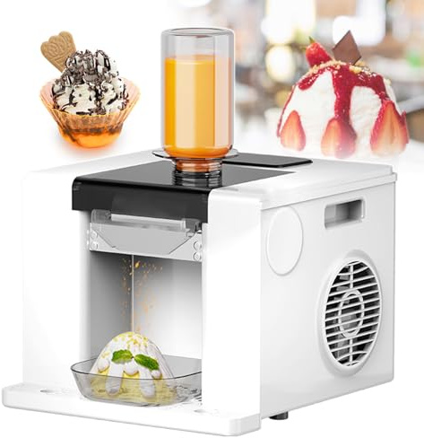 Tritaghiaccio Professionale A Forma Di Fiocco Di Neve - Macchina Automatica Per Granite Con Mandrino In Acciaio Inossidabile, Serbatoio Rimovibile Da 750 Ml + Vassoio Di Raccolta,White