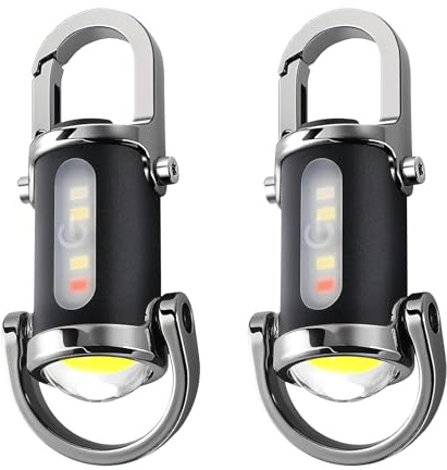 2 Stück Mini Taschenlampe Schlüsselanhänger, Kleine Taschenlampe, Wasserdicht und Wiederaufladbar, 5 Helligkeitsstufen, 3 Modi Verfügbar für Camping, Wandern, Reisen, Radfahren [Energieklasse A]