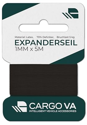 Cargo VA Cordón de goma de 1mm 5m - Cordón de goma fino y resistente con 70% de elasticidad - Cordón elástico para joyería, modelismo, manualidades y sujeciones ligeras
