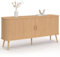 IDMarket Sideboard 160 cm Romie XXL 2 Schiebetüren, Latten, Holz, Farbe Eiche
