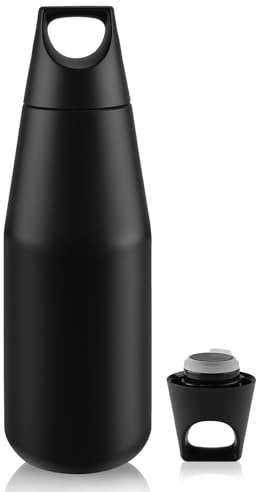 Gourde Isotherme Bouteille Inox Water Bottle 0,6L Thermos Eau Chaude, Mini Metal Acier Aluminium Inoxydable Gourde de Sport