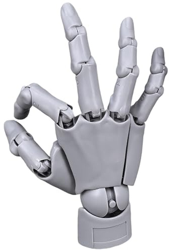 Lawnrden Figura a Mano Flessibile manichino Artistico posabile, Modello a Mano articolata con Giuntura Mobile e Modello in PVC Fai -da -Te per Disegno, Pittura, Schizzi, Grigio