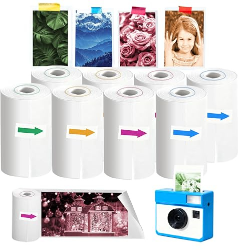 8 Rollen 4 Farben Kinderkamera Sofortbildkamera Farbdruck Thermopapier 57mm,HD Thermorollen Für Kinderkamera Sofortbild Ausdruck Farbe,BPA BPS Frei,Geburtstag Fest Geschenke Für Kinder 4–10 Jahre