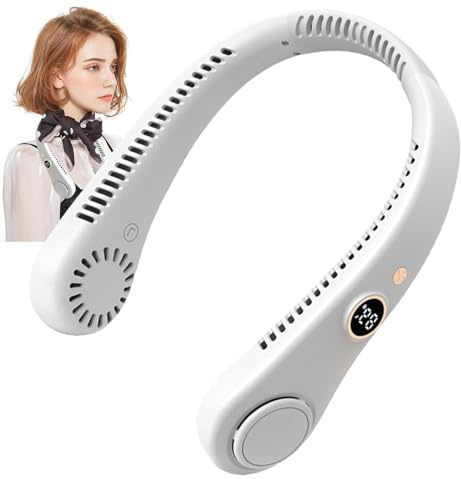GkgWuxf Ventilador portátil, ventilador silencioso personal, sin hojas, recargable, diseño de auriculares, ventiladores de refrigeración alimentados por USB para mujeres y hombres, 5 velocidades