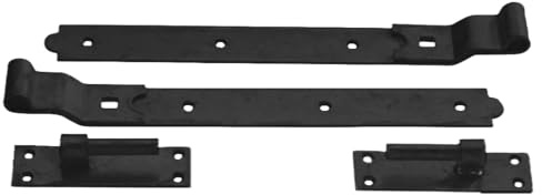 Cranked Hook and Band Gate Hinges, Epoxy Black 8 - 36 Heavy-Duty Garage Door Hinge, Pair Steel Strap Hinges (18)