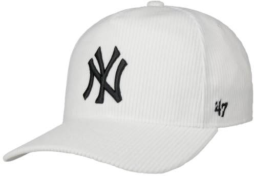 47 Brand Gorra MLB Yankees Thick CordBrand Mujer/Hombre - Curved Brim Cap de Beisbol Pana Snapback, con Visera Verano/Invierno Primavera Verano Otoño Invierno - Talla única Blanco