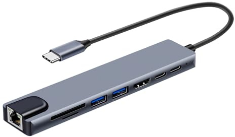 Guaber Station de charge rapide USB C vers HDTV 4 K 30 Hz Gigabit Ethernet 100 W pour ordinateurs portables stations de travail Hub USB HDMI