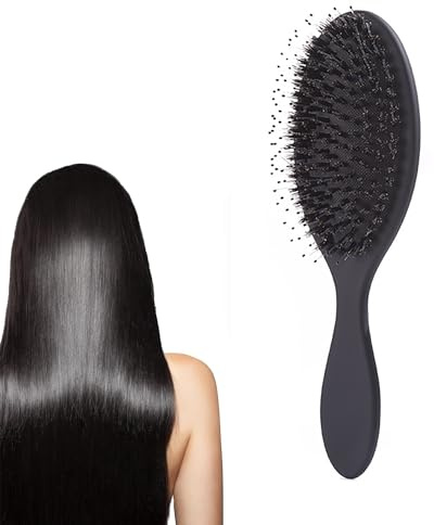 Boar Brustle Paddle Brosse à cheveux Paddle Brosse à cheveux souple en nylon Brosse à cheveux pour le soin, le démêlage, le lissage, le séchage des cheveux et les cheveux rafraîchissants