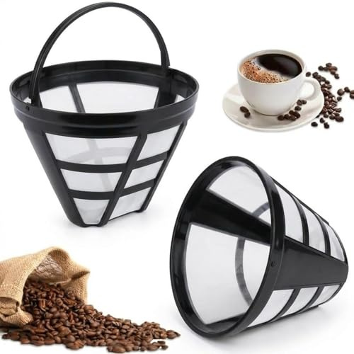 Filtro Permanente De Nylon Para Café - Reutilizable Y Resistente | Filtro De Café Reutilizable Con Asa | Para 8-12 Tazas | Sin Filtros De Papel | Extrae Aroma Y Sabor Auténtico