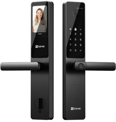 EZVIZ Y2000FVS Cerradura Puerta Exterior Inteligente Reconocimiento Facial | Reconocimiento Facial 3D y Cámara, Chip de IA,Pantalla Interior de 4,App Control,Huella Dactilar,Audio Bidireccional（6068）