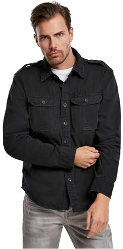 Brandit Vintage Shirt Long Sleeve, Farbe: Black, Größe: 4XL