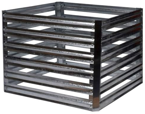 dobar® 58602e compostiera Muck | Kit di compostiera in Metallo | Contenitore Quadrato in Metallo zincato | compostiera da Giardino 550 l | Kit | 93 x 93 x 70 cm | Argento