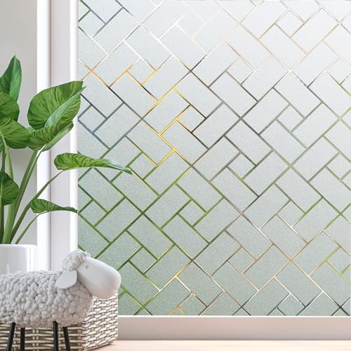 Zindoo Fensterfolie Geometrie Milchglasfolie Sichtschutz 90 x 200 cm