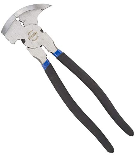 Edward Tools Fencing Pliers - Multi Purpose Fence Tool with 2 Wire Cutters, Hammer End, Staple Starter, Staple Puller, Staple Claw, Grip Jaws, 2 Wire Splicers - Heavy Duty Drop Forged Steel