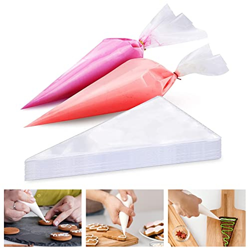 Venuscello® 100 x Icing Piping Savoy Disposable Clear Mash Thick 18 Bags for Decorating Cookies, Cake, Pastry Ideal for Baking Easy to Grip and Comfortable