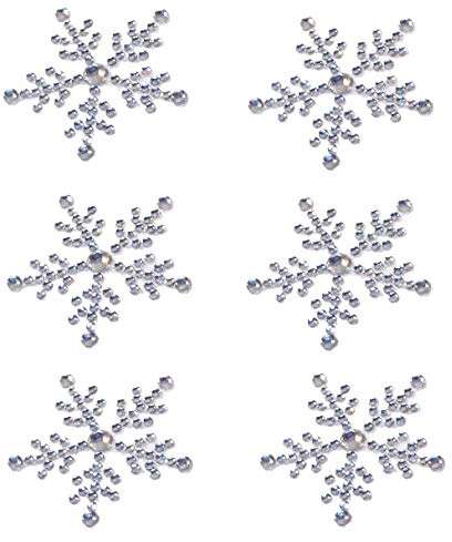12 x Schneeflocken-Aufkleber, Verzierungen, glitzernde Strasssteine aus Kunstharz, selbstklebende Aufkleber zum Basteln von Weihnachtskarten