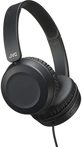 JVC Lightweight On Ear Headphones with Powerful Sound, Integrated Remote & Mic for Smartphones - HAS31MB (Black), Medium