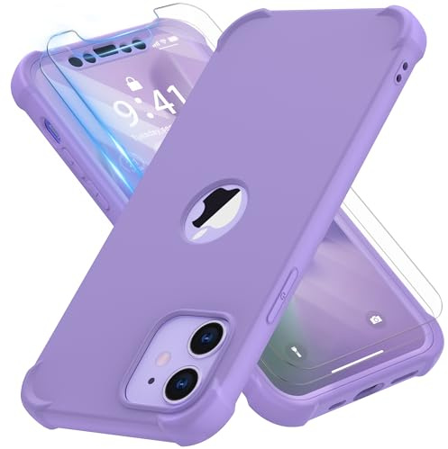 ORETECH for iPhone 12 Case 6.1, Shockproof Slim, Screen Protector, Lilac | 15ft Military Grade Drop, Camera Lens Guard, 360 Silicone Rubber Bumper