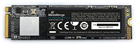 MediaRange Interne SSD Festplatte 1TB - Solid State mit M.2 Schnittstelle NVMe PCie 3.1 x4 und 3D-NAND-Technologie, ideal als internes SSD-Laufwerk zum Aufrüsten von Computern und Notebooks