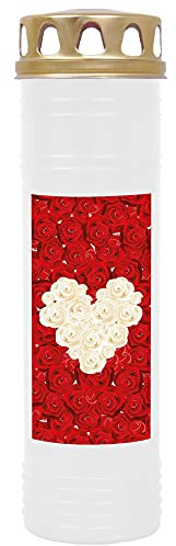 HS Candle Bougie funéraire avec motif (cœur rose) – Environ 170 h / 7 jours de combustion par bougie (26 cm, Ø 7 cm) – Plusieurs designs différents