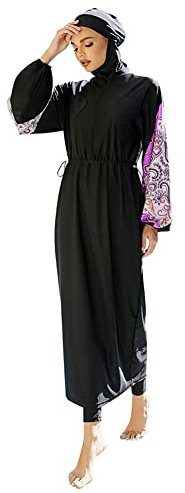 IBTOM CASTLE Muslimische Badeanzug Damen 23-Teilig Lange Ärmel Mit Kopftuch Hose Islamischer Ganzkörper Modest Sonnenschutz Burkini Bikini